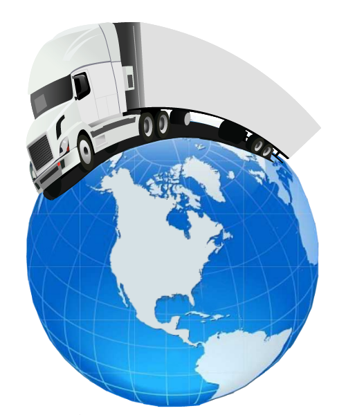 Truck on globe